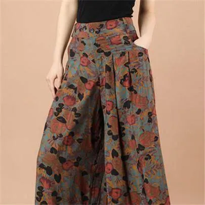 6 colors, Wide Leg Pant, Flower Capri Skirt Trousers