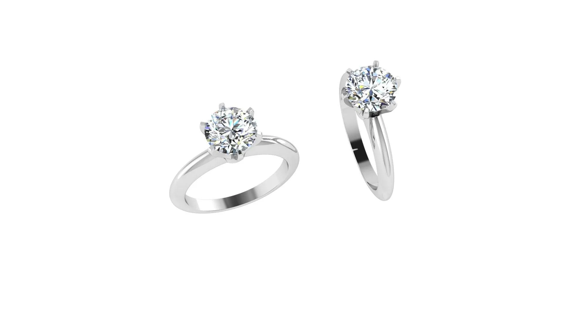 6 Prong Diamond Solitaire Engagement Ring