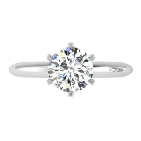 6 Prong Diamond Solitaire Engagement Ring