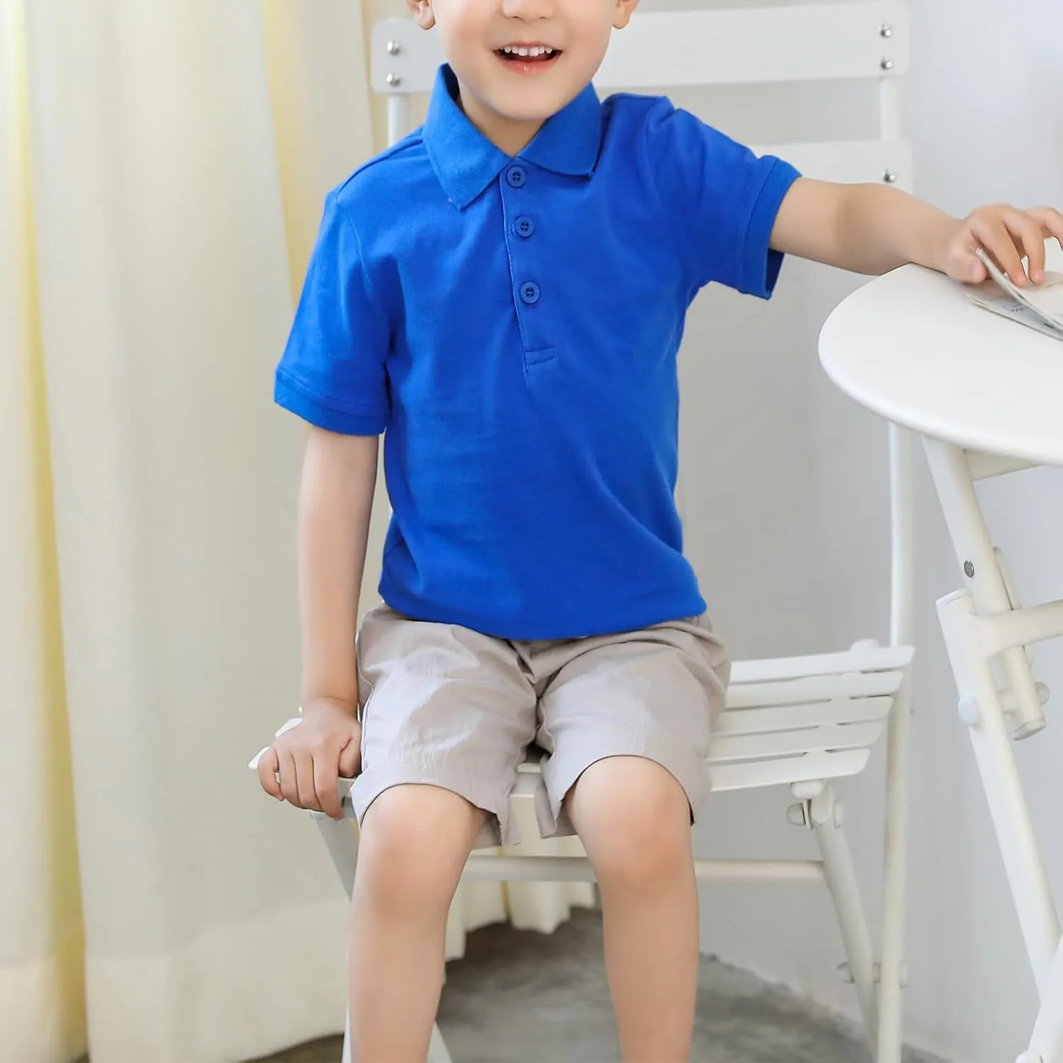 Baby Kids Boy Girl Solid Casual Short Sleeve Polo Shirt Pullover Tops Cute Shirts 1-7T