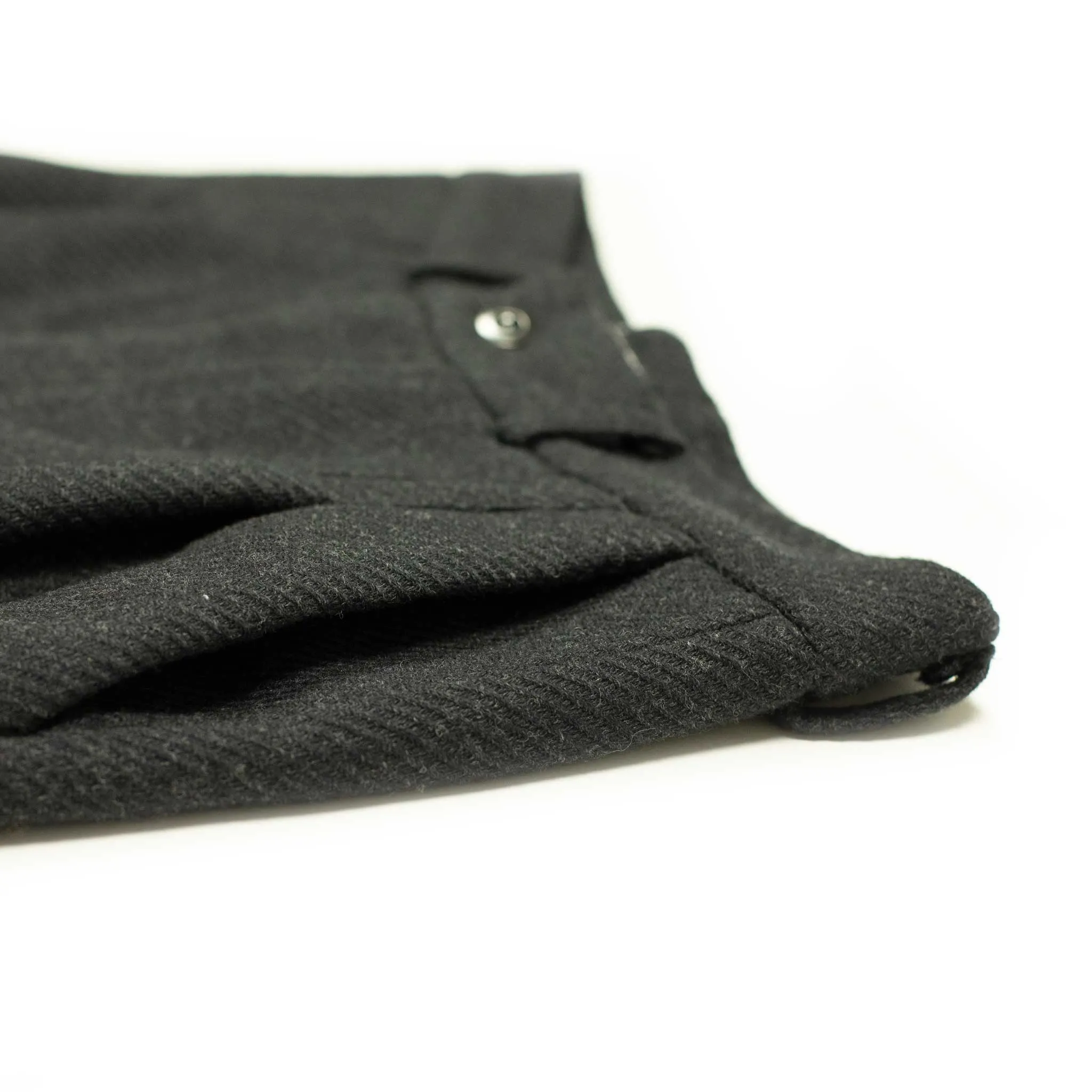 Double pleat trousers in charcoal wool twill