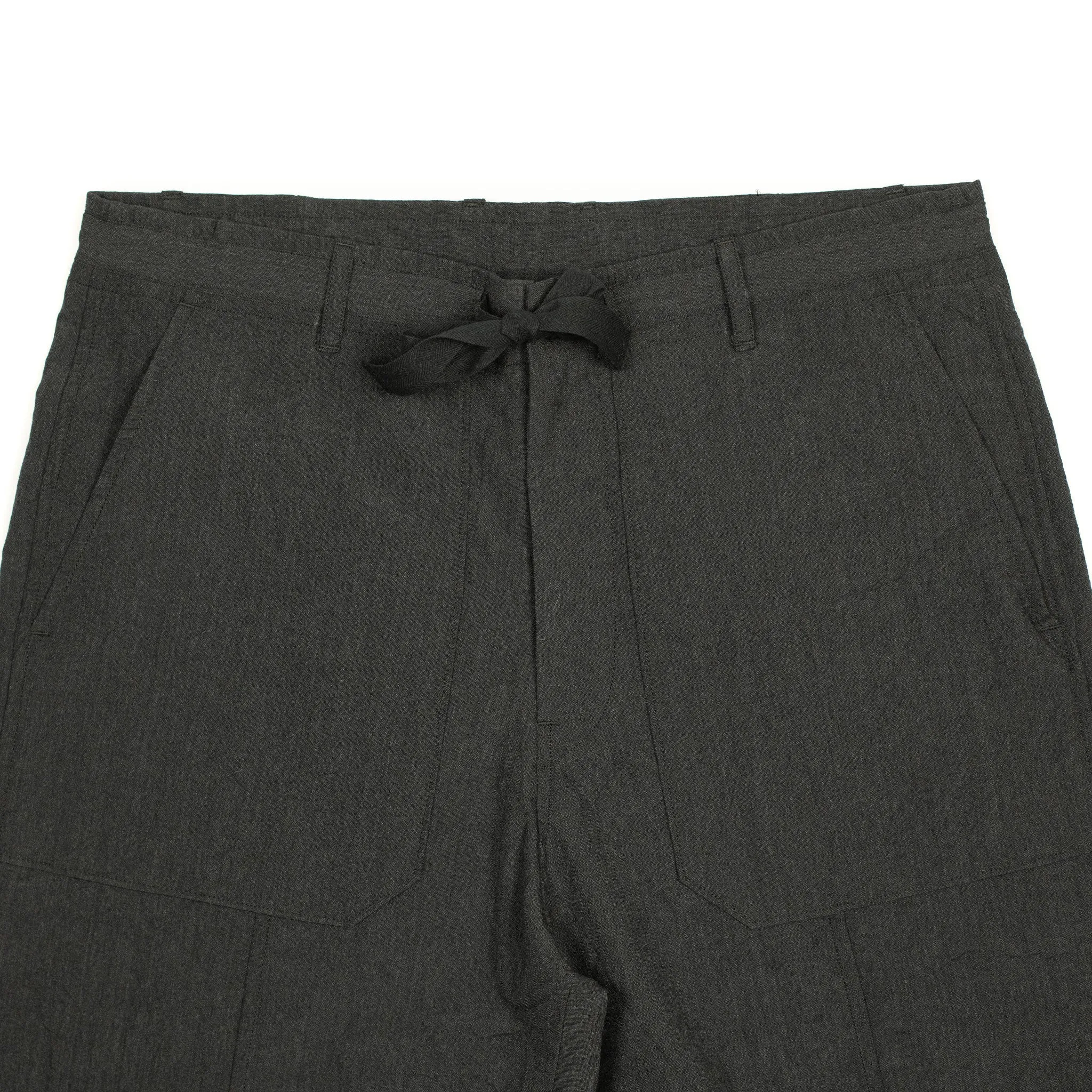 Drawstring baker pants in basalt tropical wool