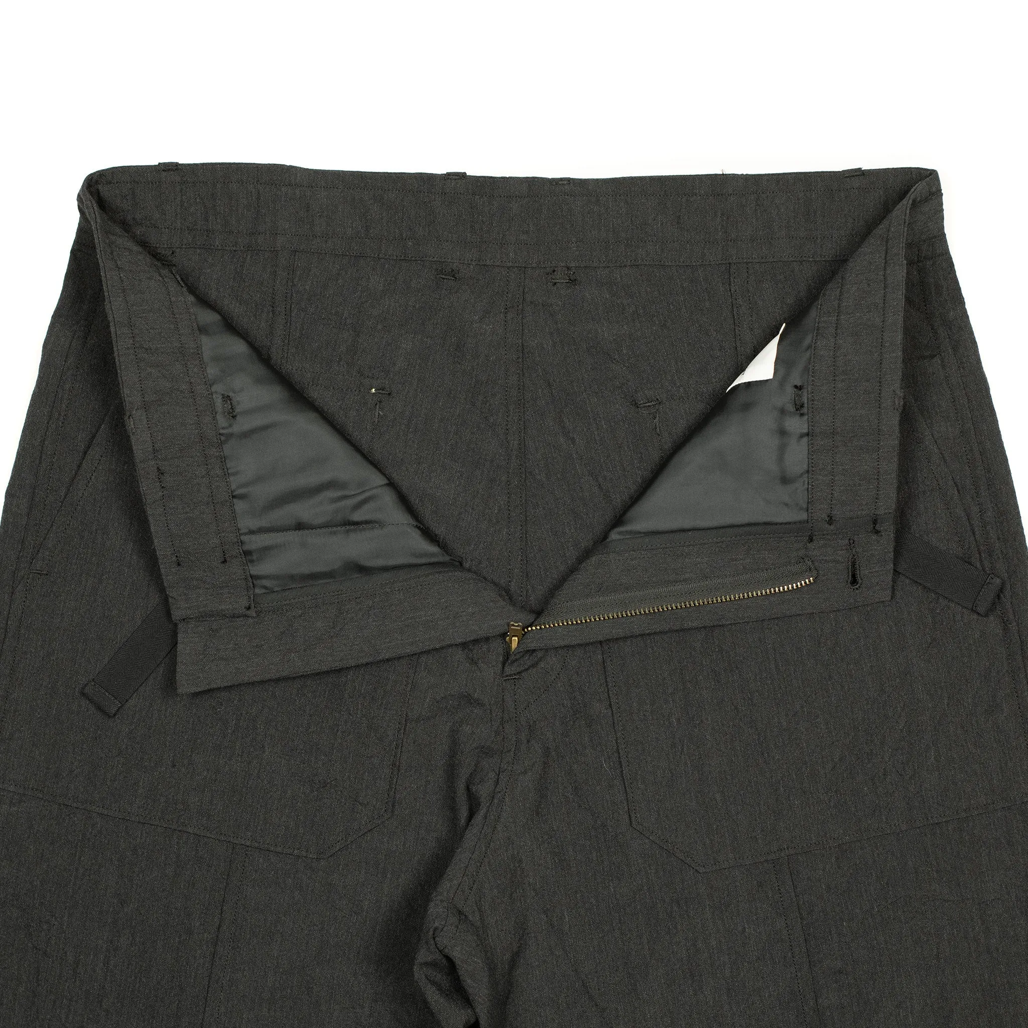 Drawstring baker pants in basalt tropical wool