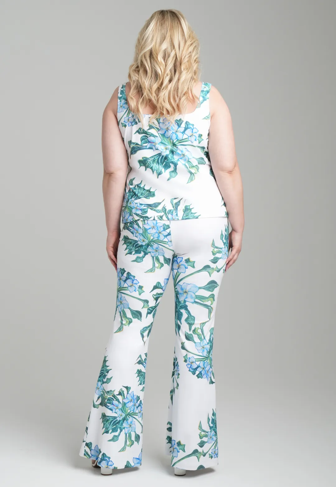 Elaine Stretch Knit Pants in White Mock Coffee