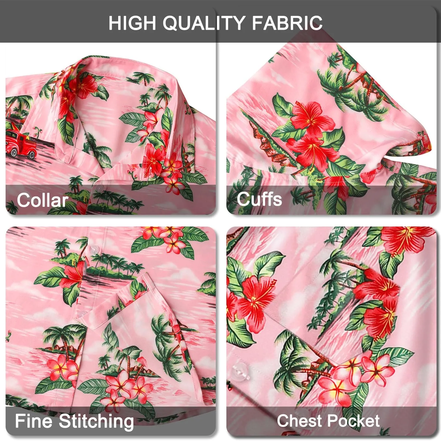Hawaiian Shirt for Men with Pocket - Button Down Wrinkle-Resistant for Beach, Pool Parties (S-4XL)