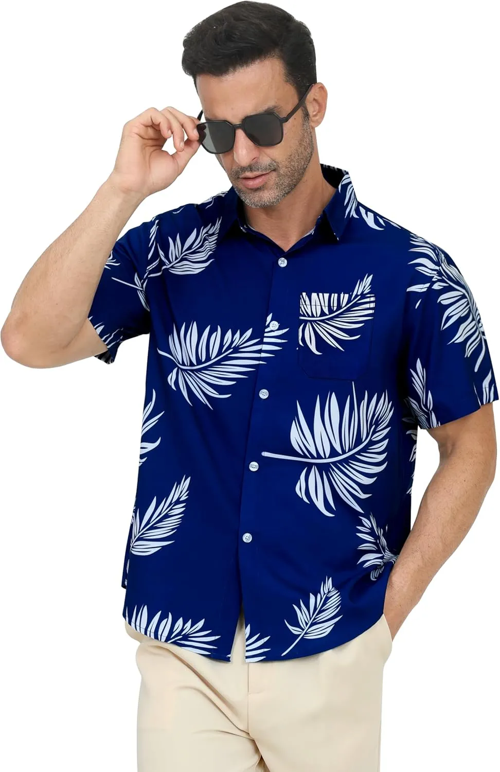 Hawaiian Shirt for Men with Pocket - Button Down Wrinkle-Resistant for Beach, Pool Parties (S-4XL)