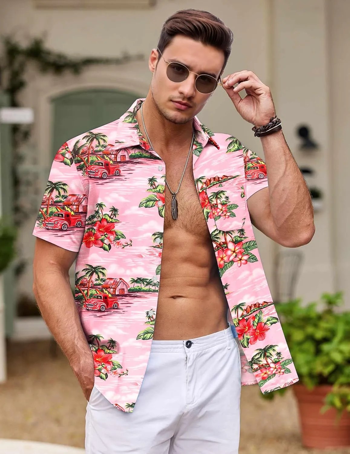 Hawaiian Shirt for Men with Pocket - Button Down Wrinkle-Resistant for Beach, Pool Parties (S-4XL)