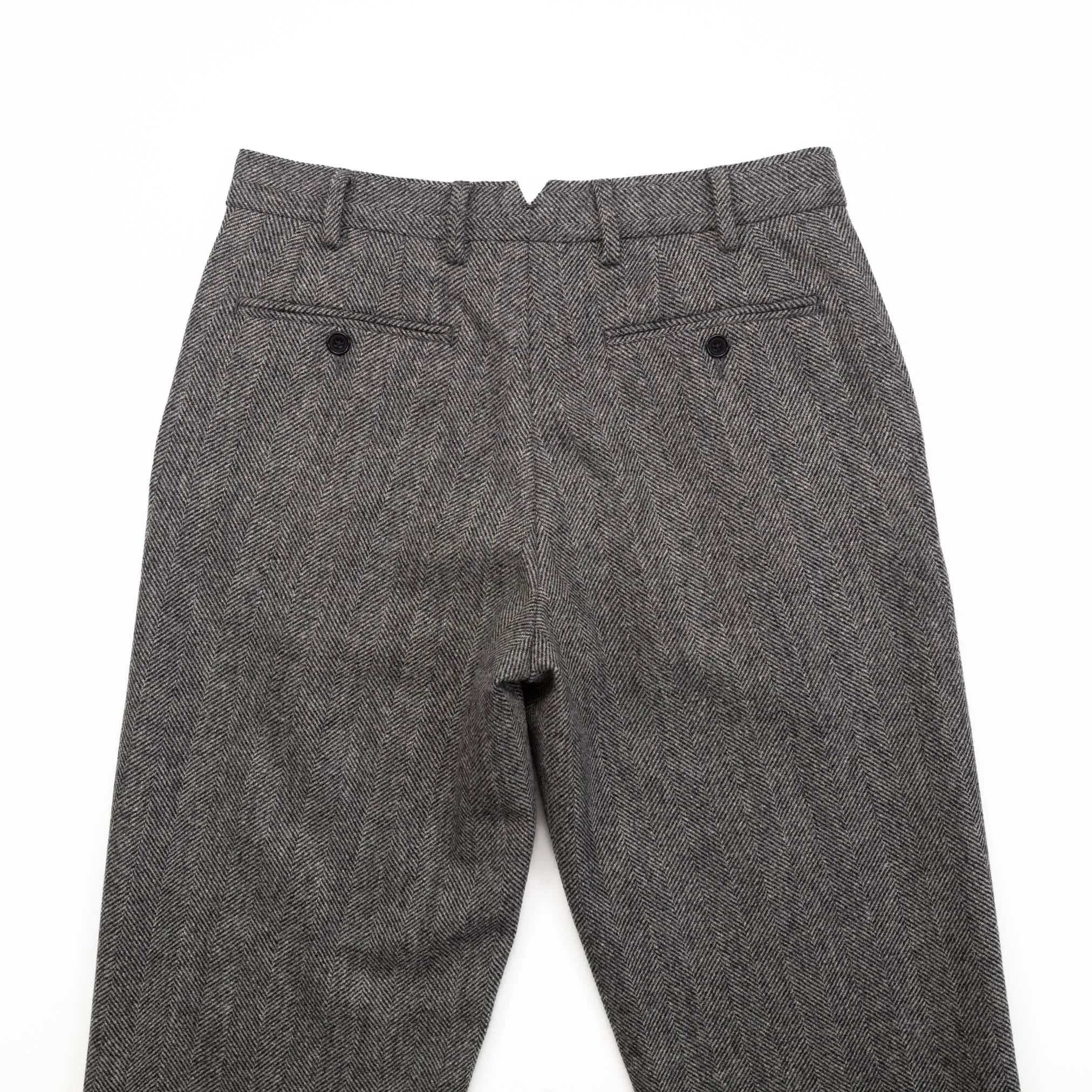 Herringbone Trousers in Grey Wool