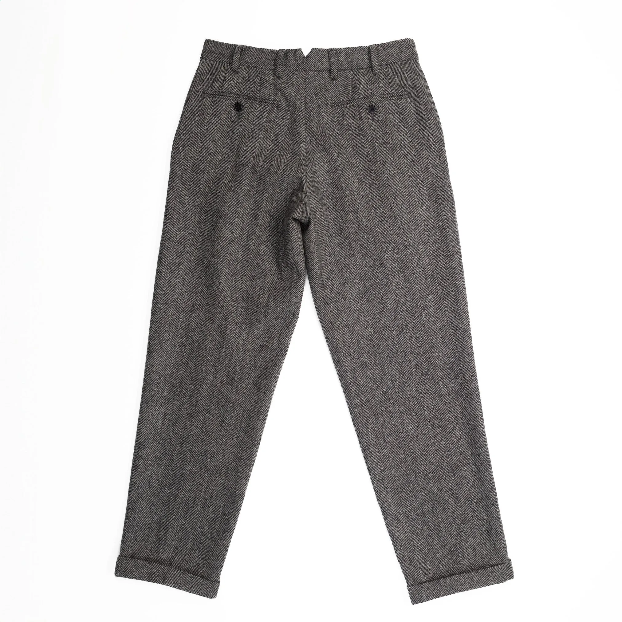 Herringbone Trousers in Grey Wool