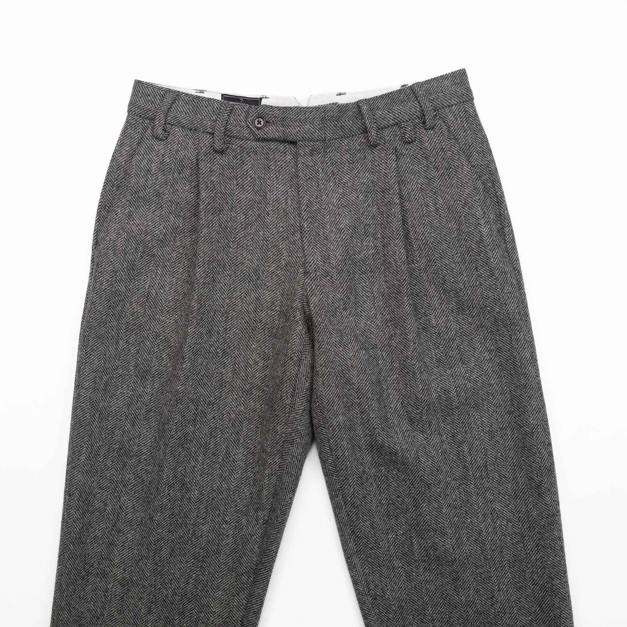 Herringbone Trousers in Grey Wool