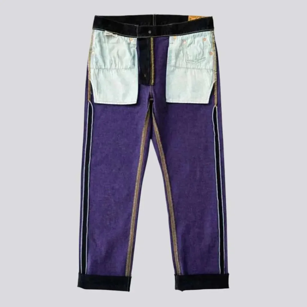 High-waist men's self-edge jeans