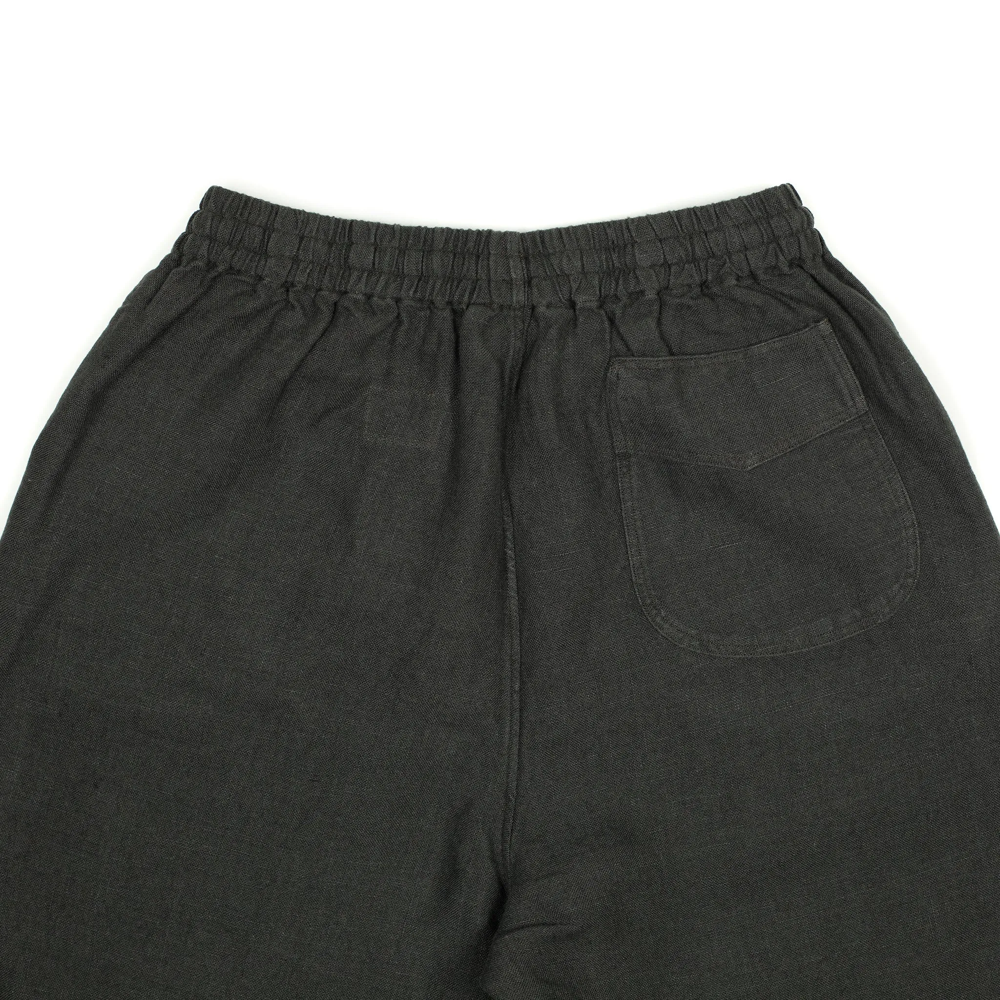 Indoor Outdoor drawstring easy pants in charcoal linen basketweave