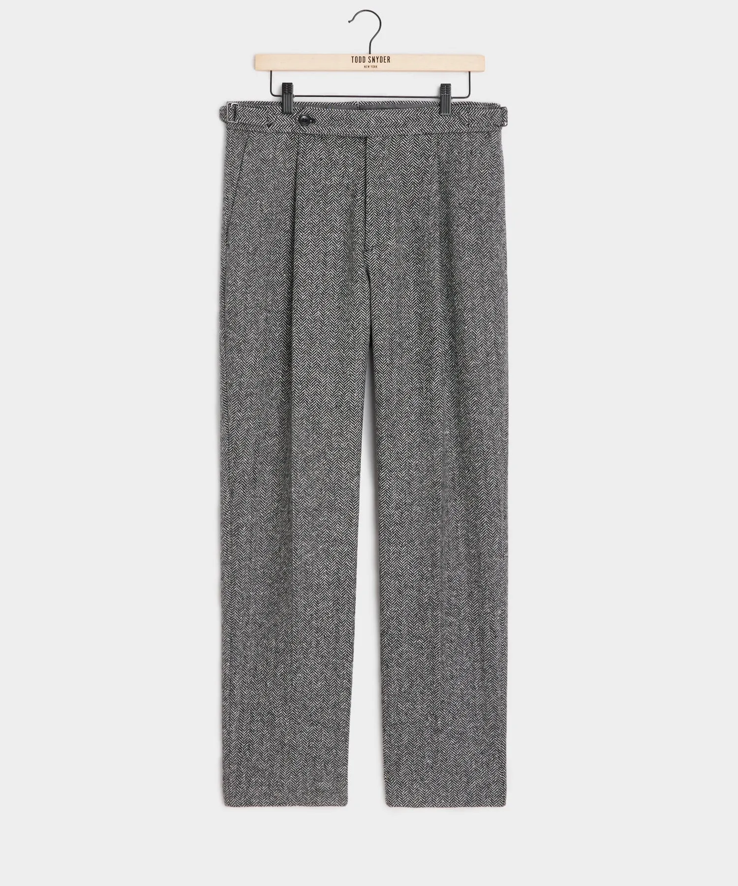 Italian Donegal Side Tab Trouser in Grey Herringbone