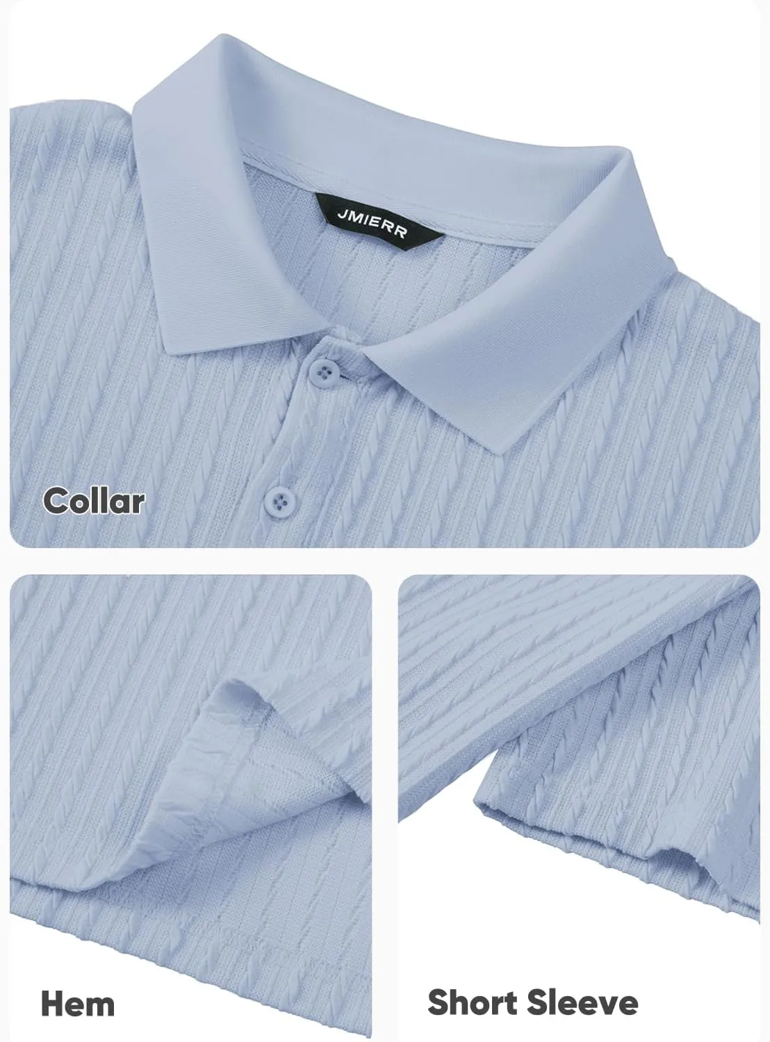 JMIERR Mens Casual Polo Shirt Summer Short Sleeve Vacation Button Beach Knit Stretchy Golf Shirts