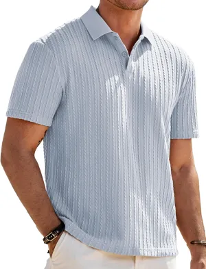 JMIERR Mens Casual Polo Shirt Summer Short Sleeve Vacation Button Beach Knit Stretchy Golf Shirts