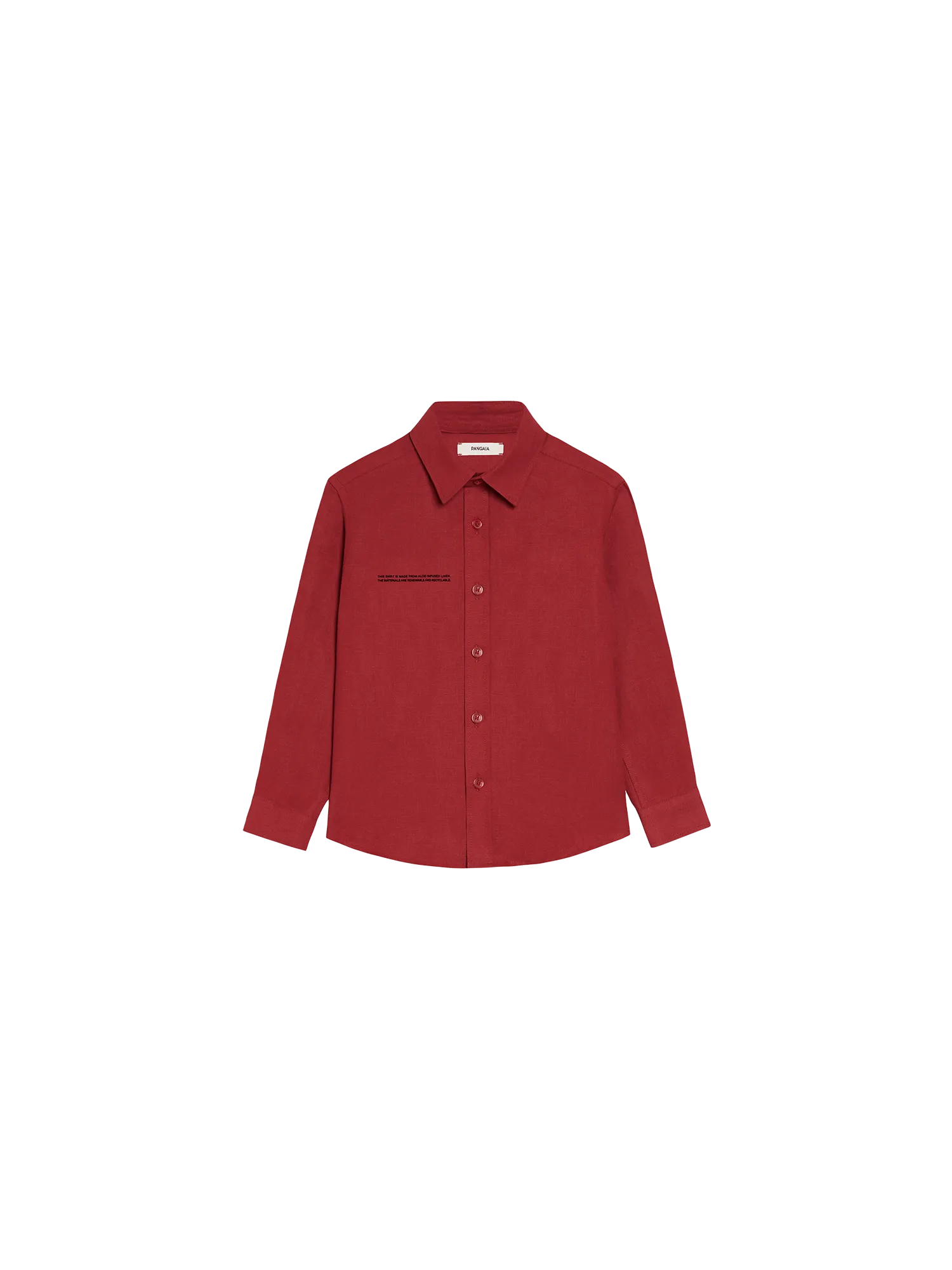 Kids Aloe Linen Long Sleeve Shirt—cranberry red