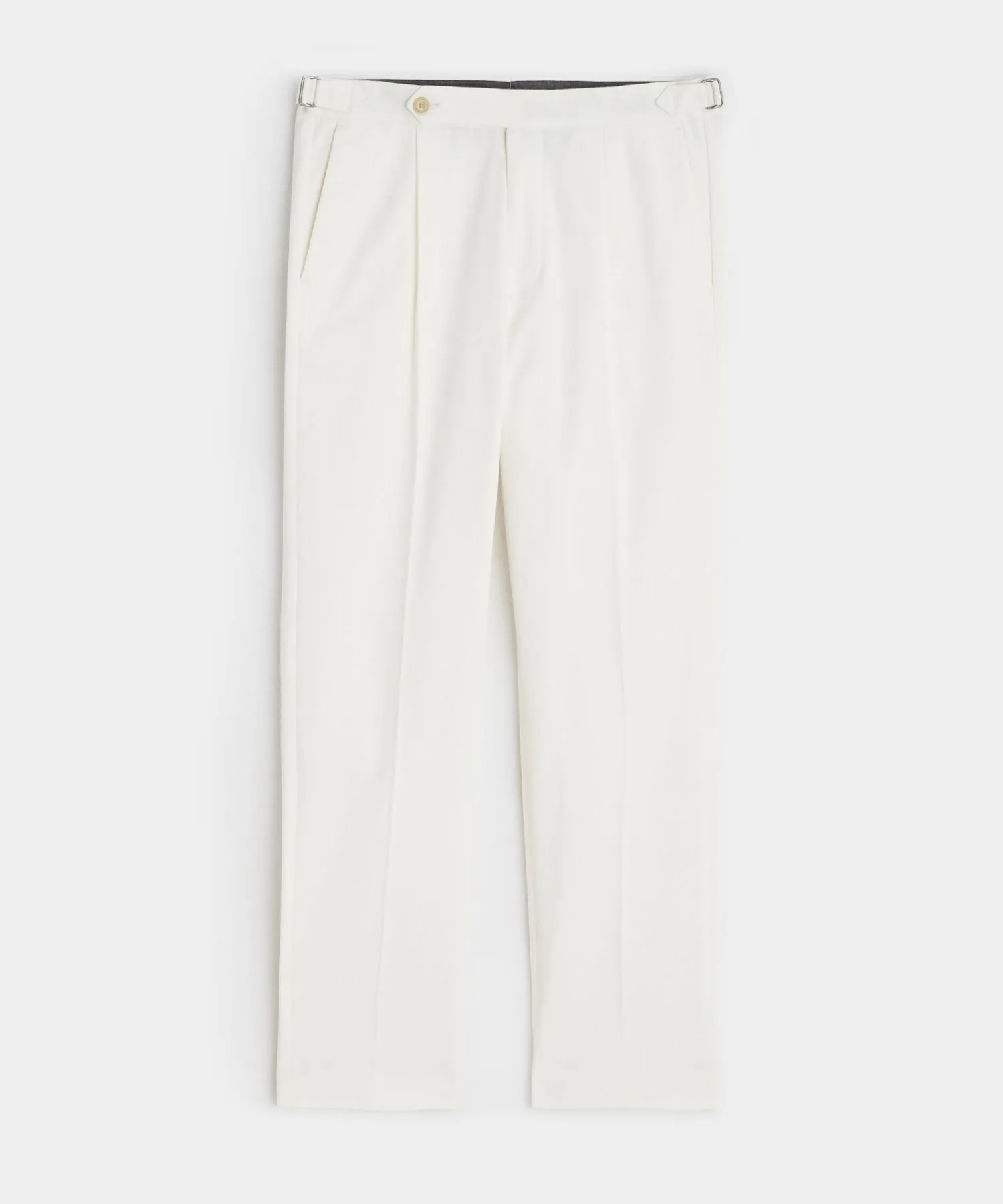 Lightweight Cotton Side Tab Trouser in White