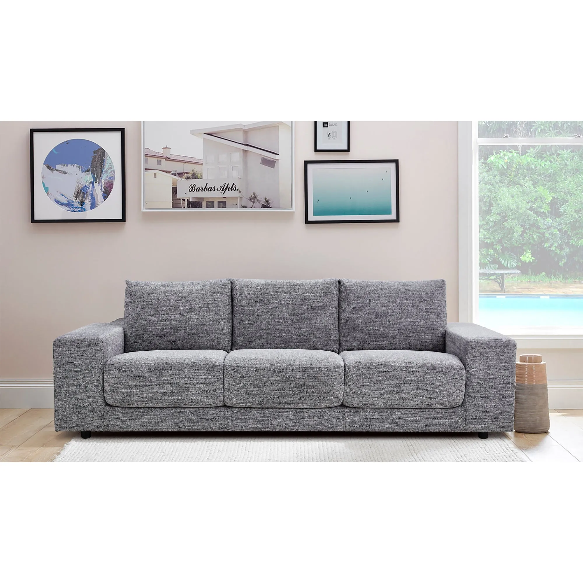 Lightweight Steel Frame Fabric Sofa Set - 4 3 Seater