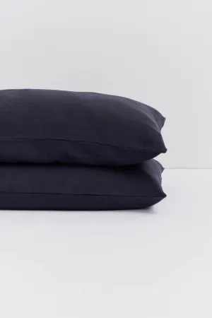 Linen Standard Pillow Cases Midnight