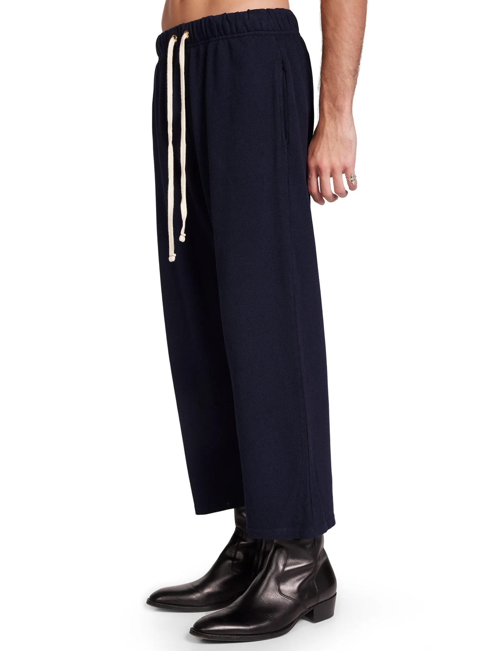 Piqué Cropped Relaxed Pant