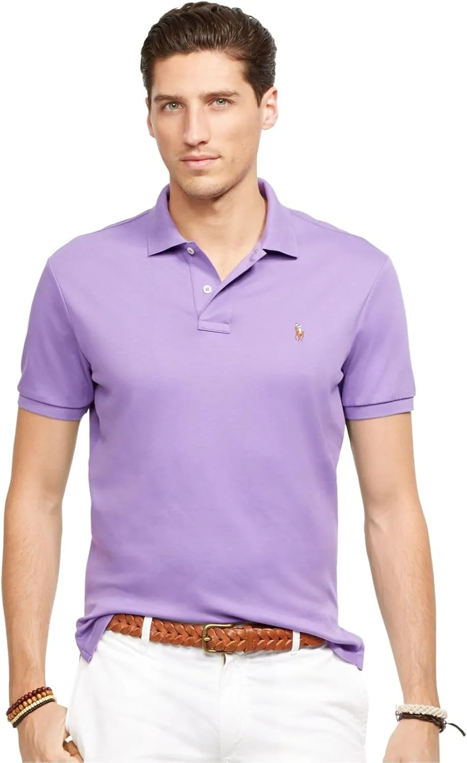 POLO RALPH LAUREN Mens Custom Slim Fit Soft Interlock Cotton Three Button Polo Shirt,