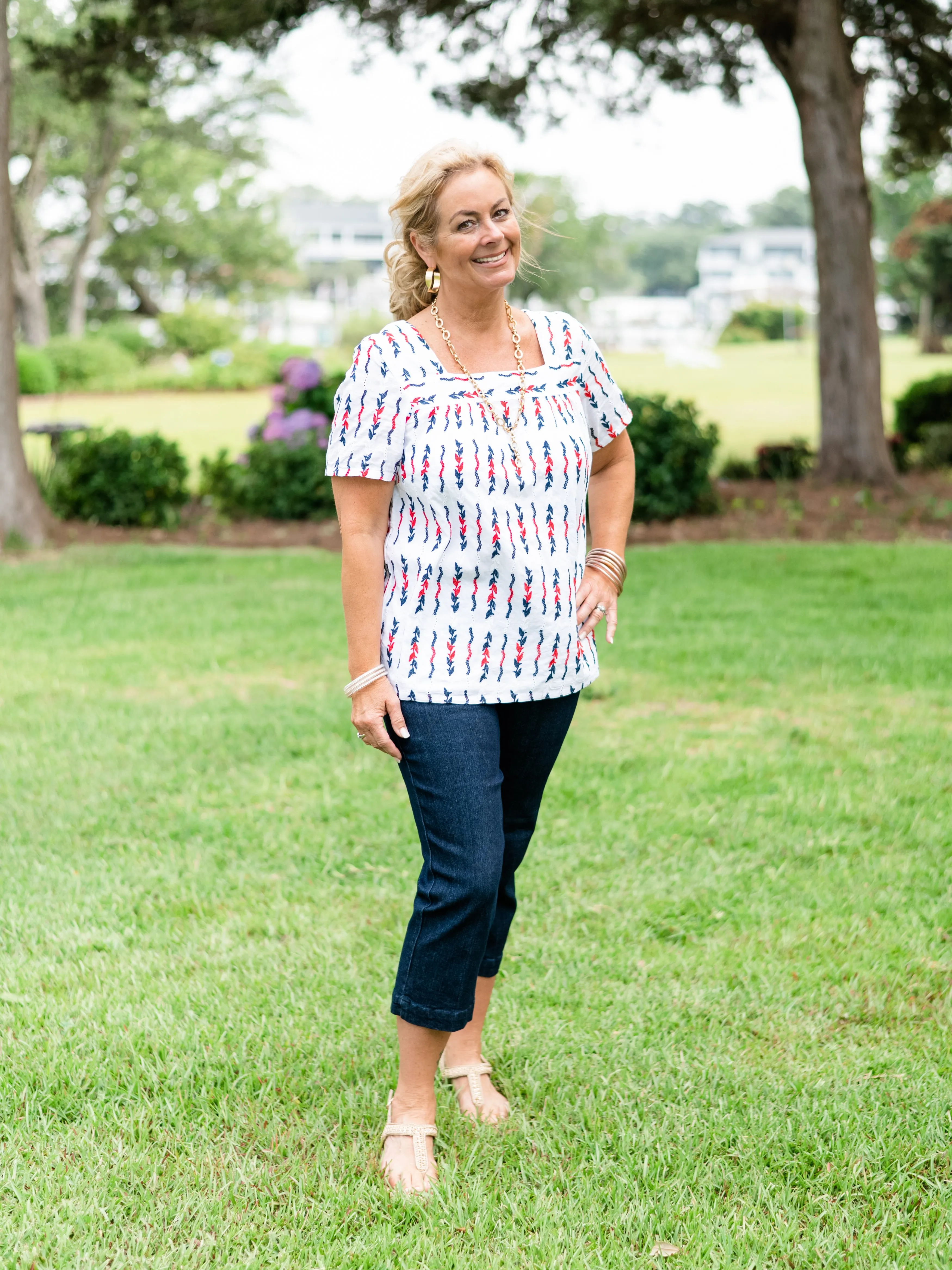 Pull-On Faux Pocket Capri by Multiples