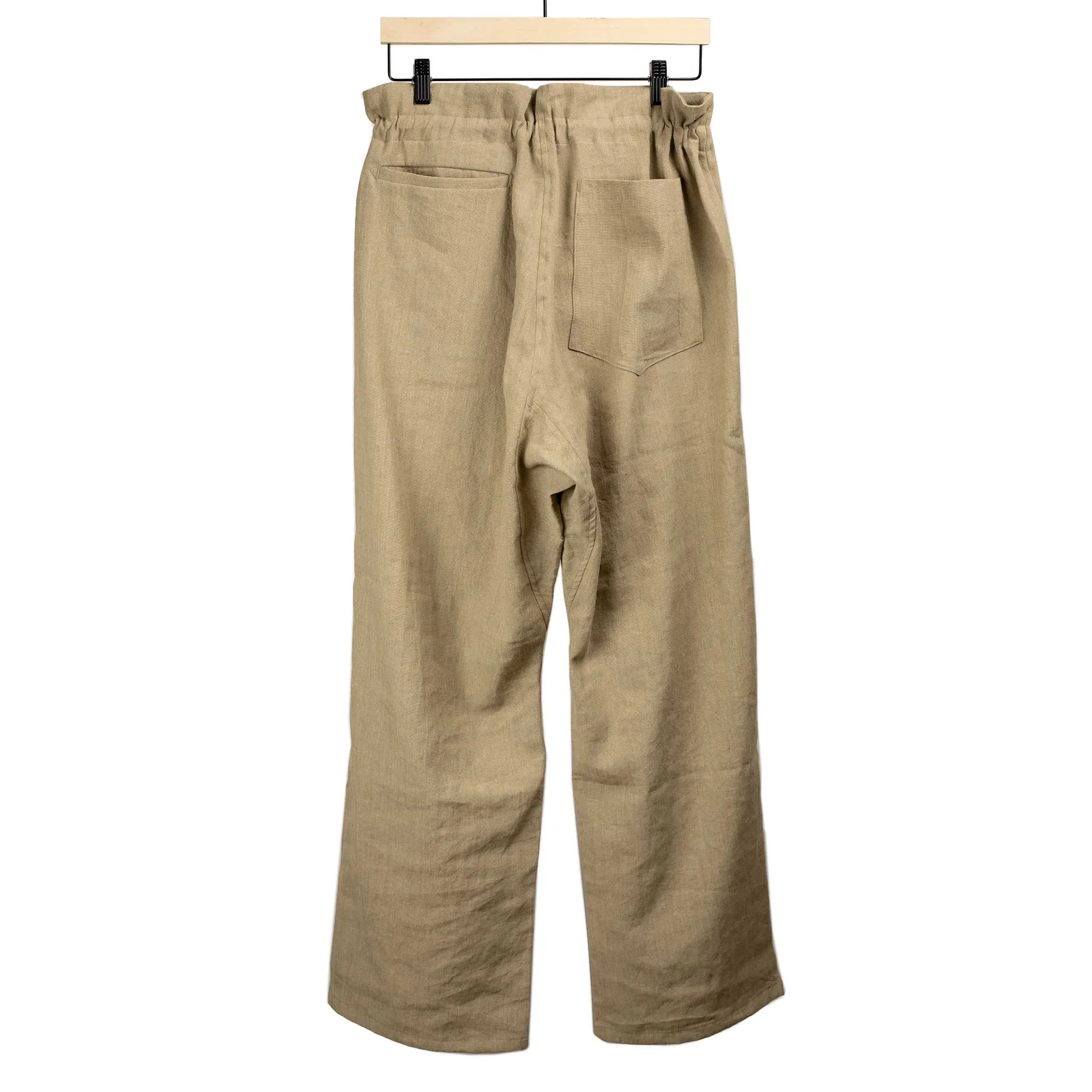 Relaxed drawstring pants in khaki linen