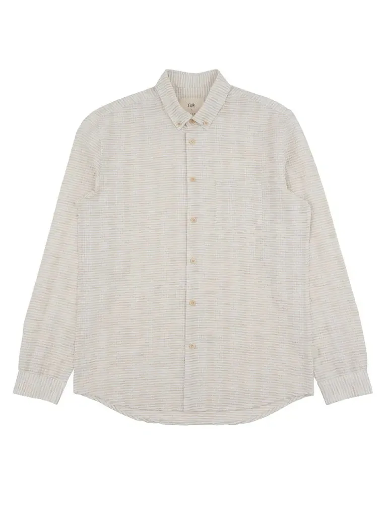 Relaxed Fit Shirt - Natural Crinkle Stripe