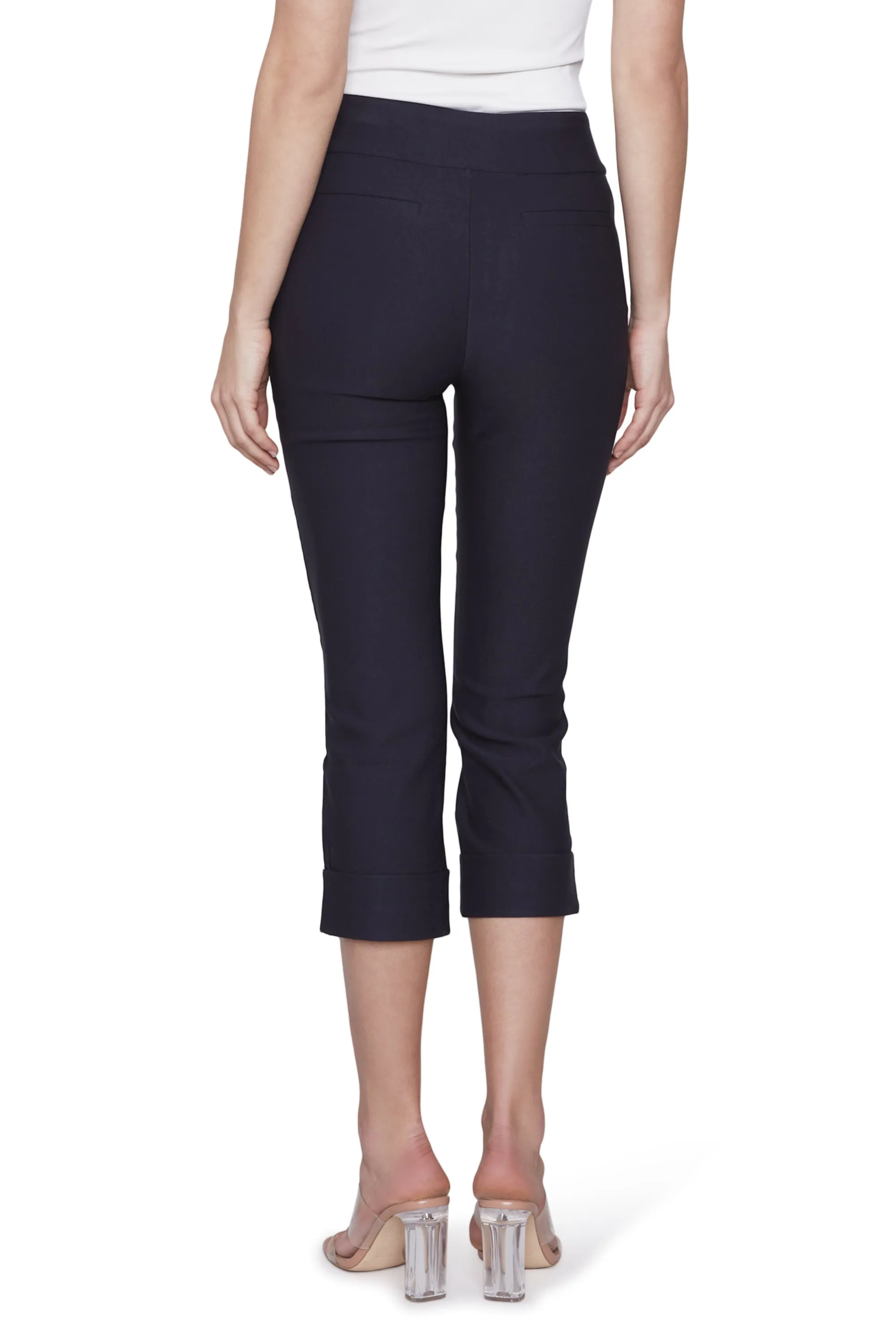 Stretch Twill Cuffed Capri