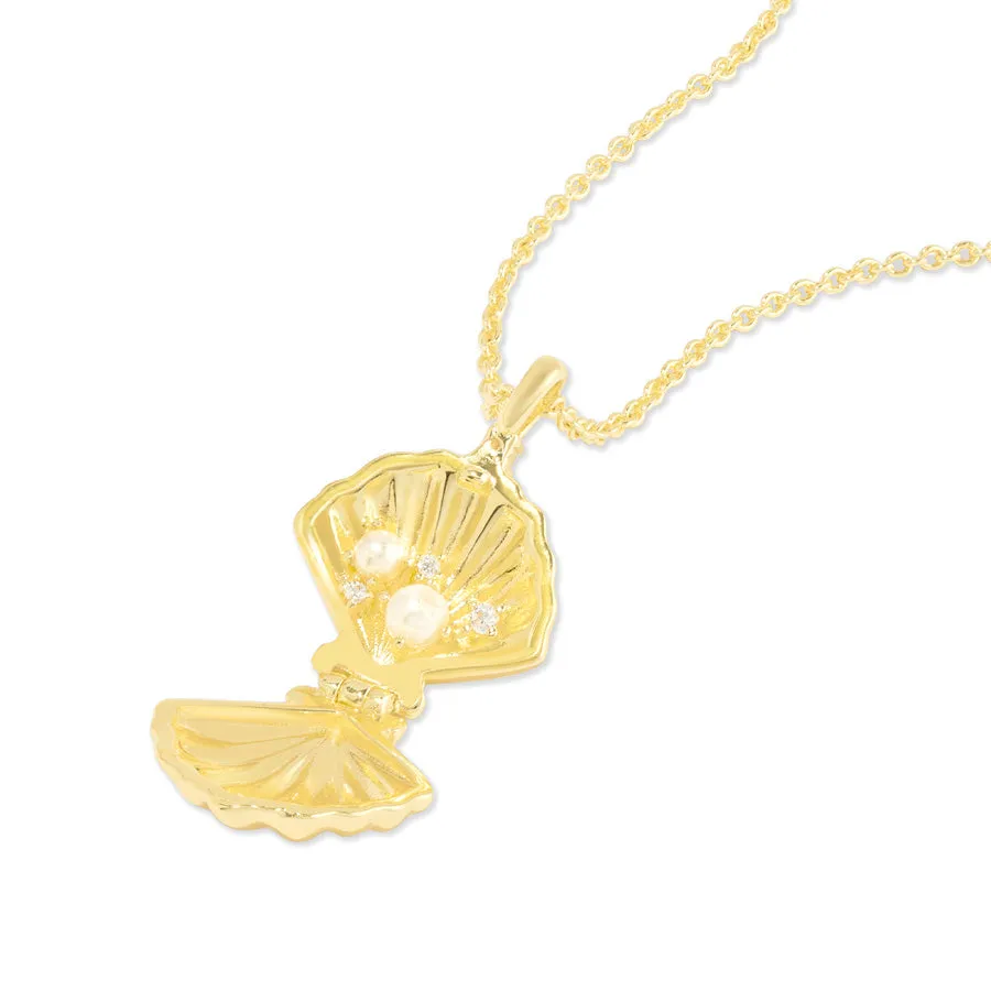 Sundaze Shell Locket Gold Necklace