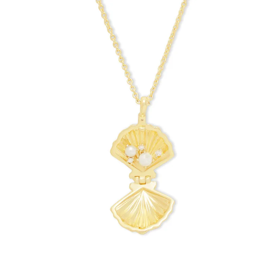 Sundaze Shell Locket Gold Necklace