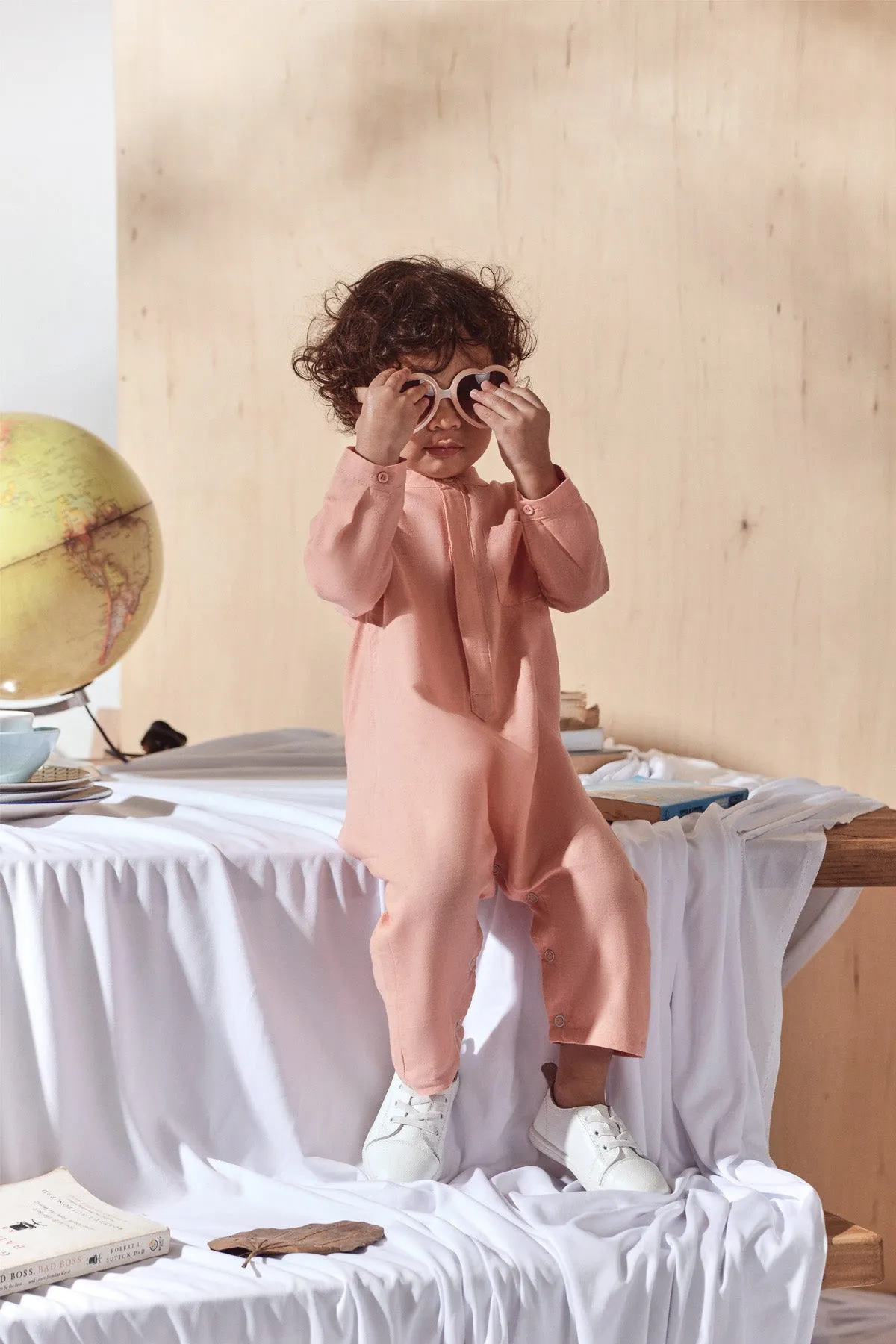 The Balik Babies Baju Melayu Jumpsuit - Peach