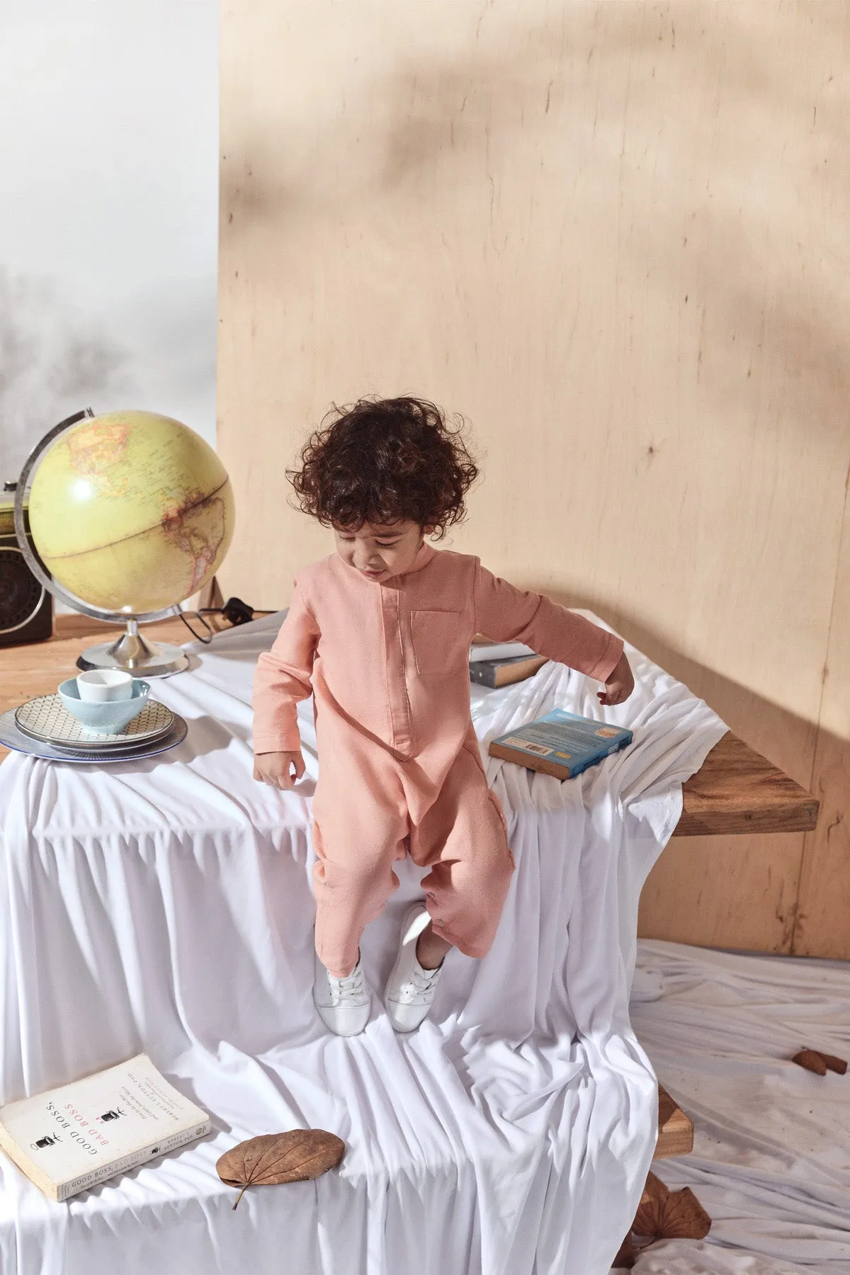 The Balik Babies Baju Melayu Jumpsuit - Peach