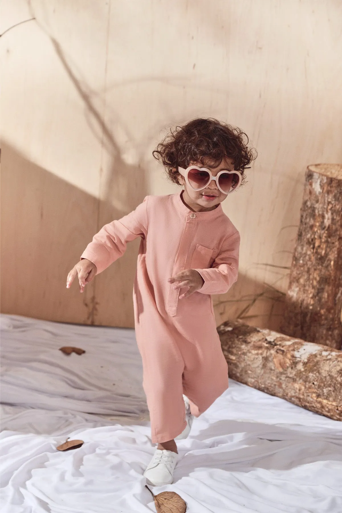 The Balik Babies Baju Melayu Jumpsuit - Peach