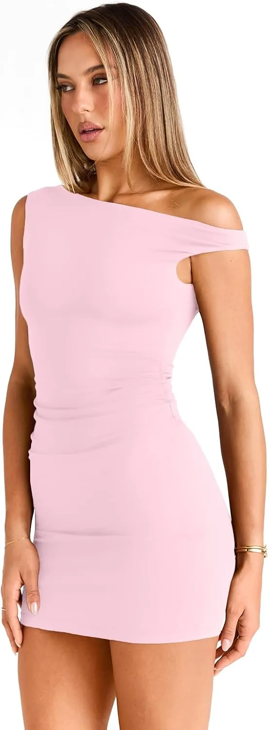 Trendy Queen Womens Mini Summer Dresses 2025 Going Out Off The Shoulder Bodycon Sexy Party Club Spring Fashion Outfits